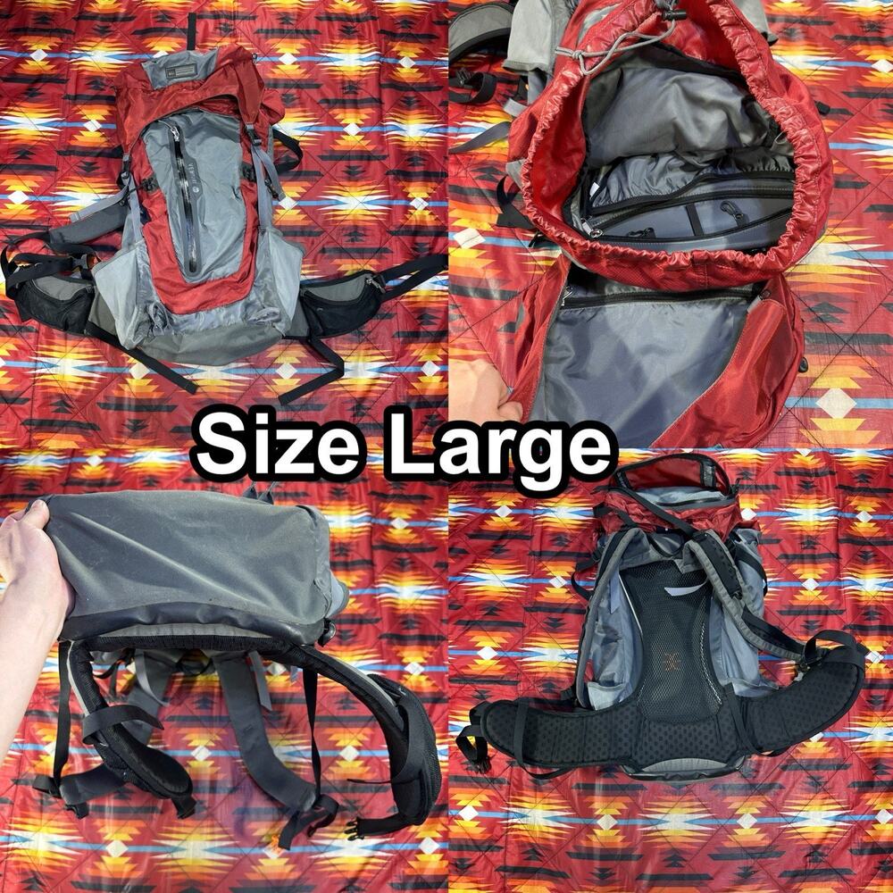 REI Venturi 40 Pack Hiking/Camping Backpack Ruck Sack Red Gray Adult Size Large
